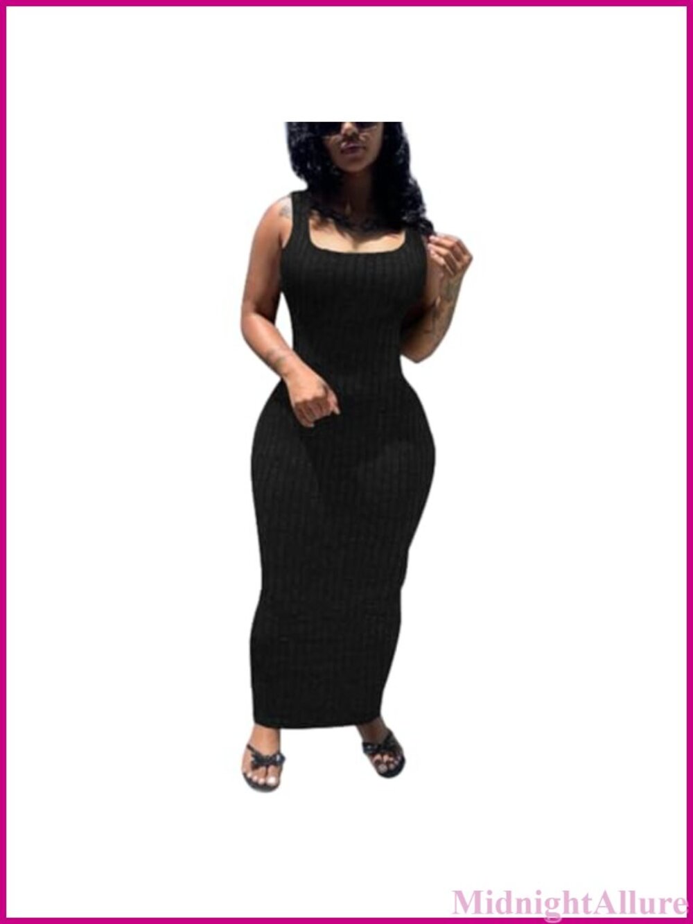 Women's Ribbed Bodycon Maxi Tank Dress Sleeveless Summer Beach Party